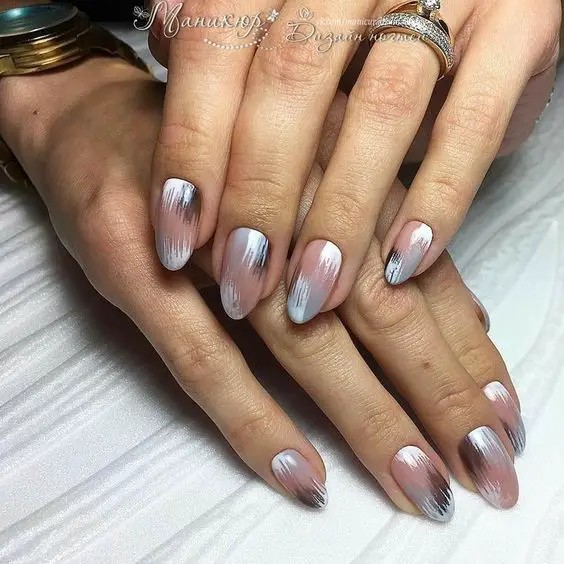 Silver Negative Space Nails: