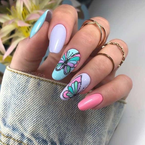 Easter Butterfly Nail Art: