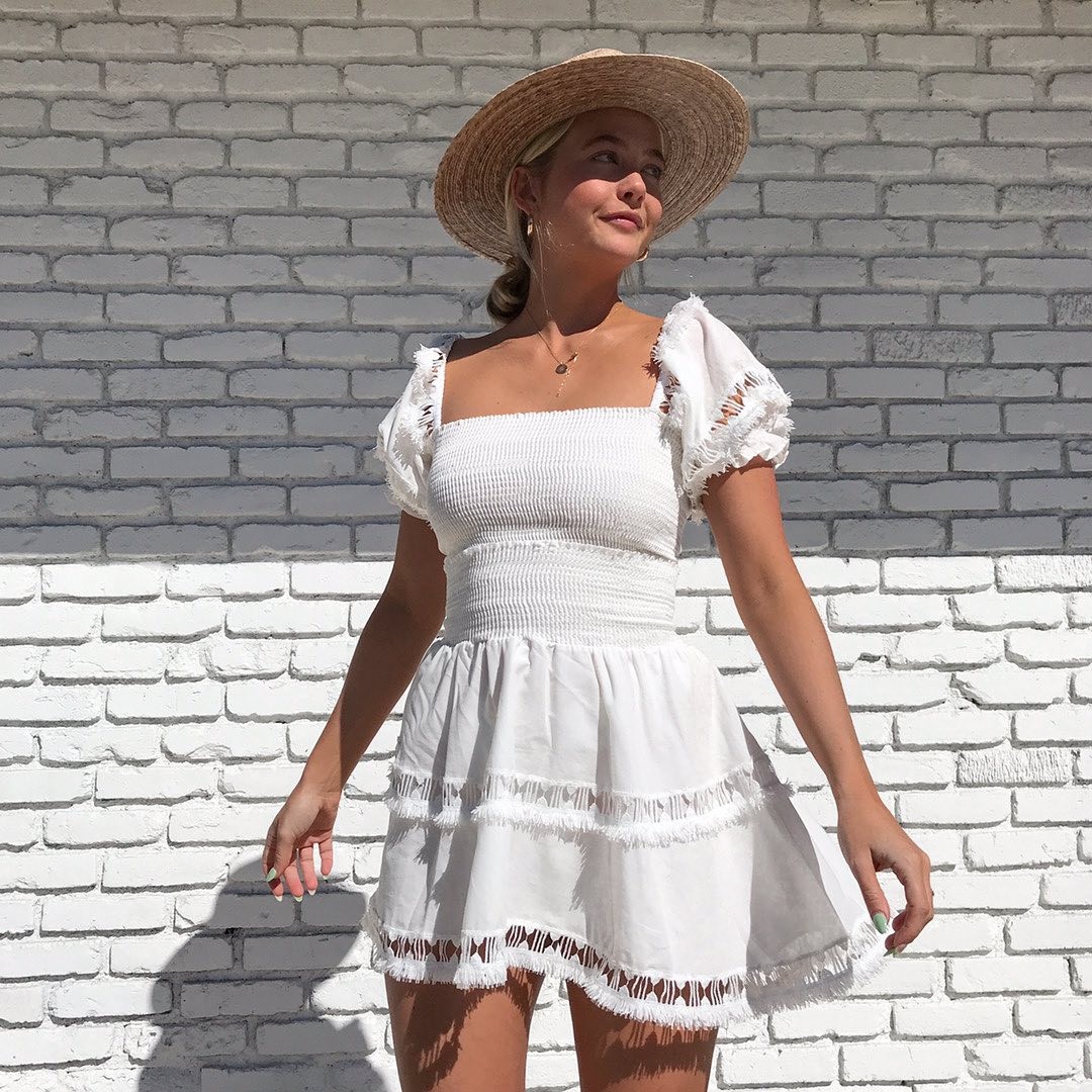 White Dress and Straw Hat