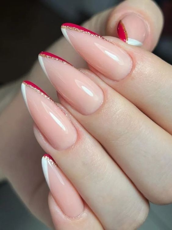 Red and White French Tips