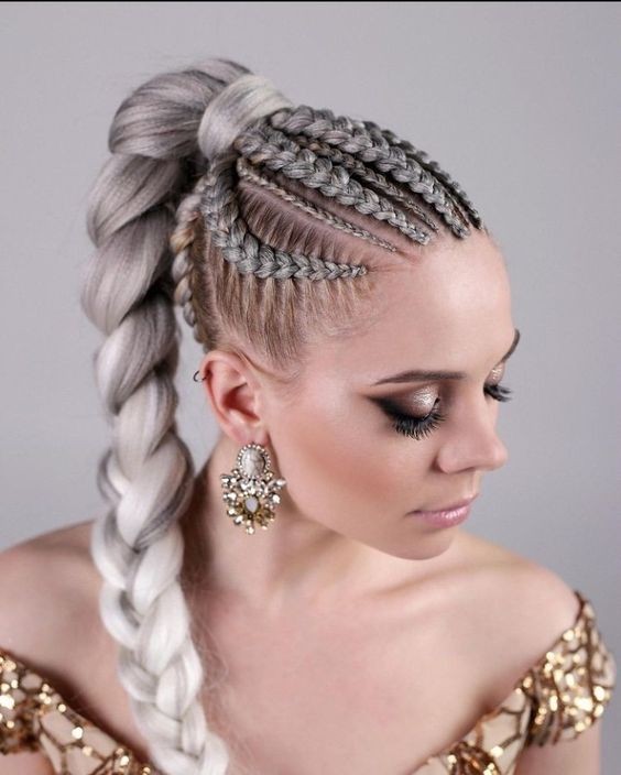 Cornrow Ponytail with Twisted Braids