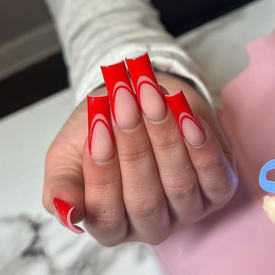 Red French Tips with a Twist: