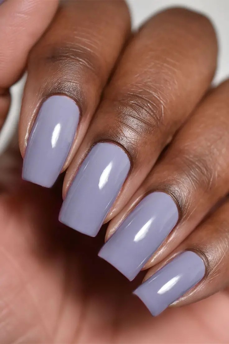 Lavender Gray Gel Nails: