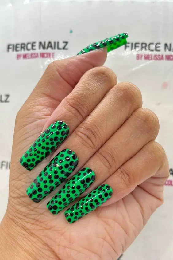 Neon Green Polka Dots: