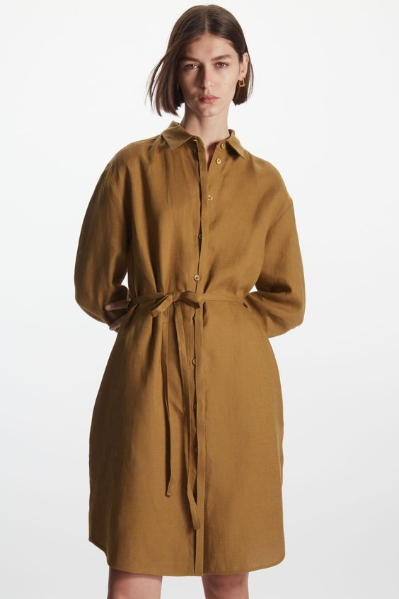 Collared Shirt Dress with Belt