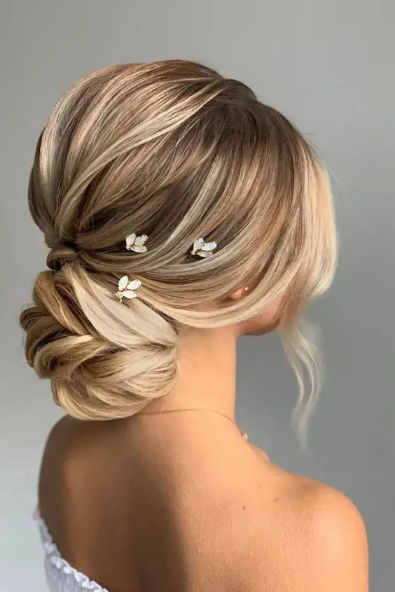 Classic Chignon with Crystal Pins