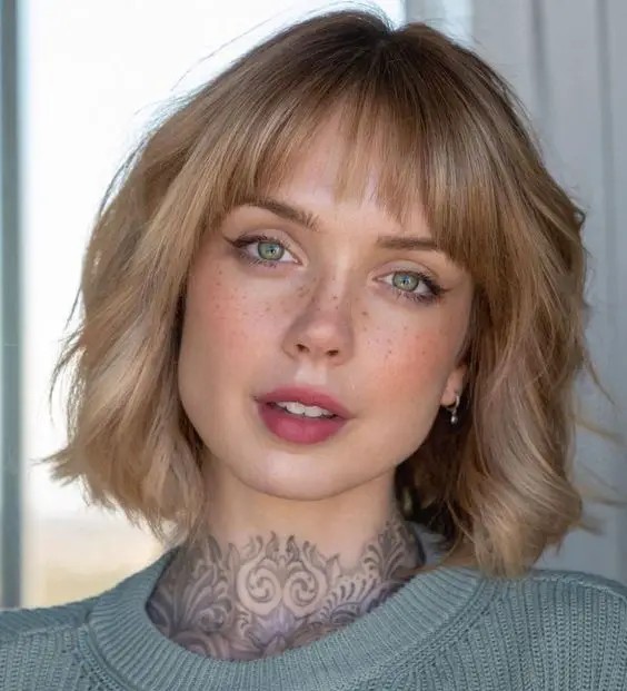 Textured Bob with Wispy Bangs