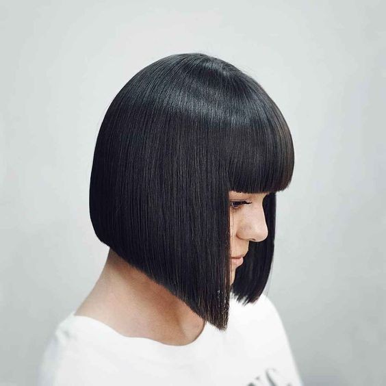 Angled Bob with Blunt Bangs