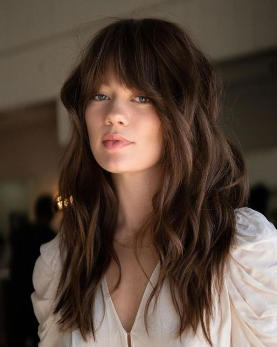 Medium Hair with Curtain Bangs: