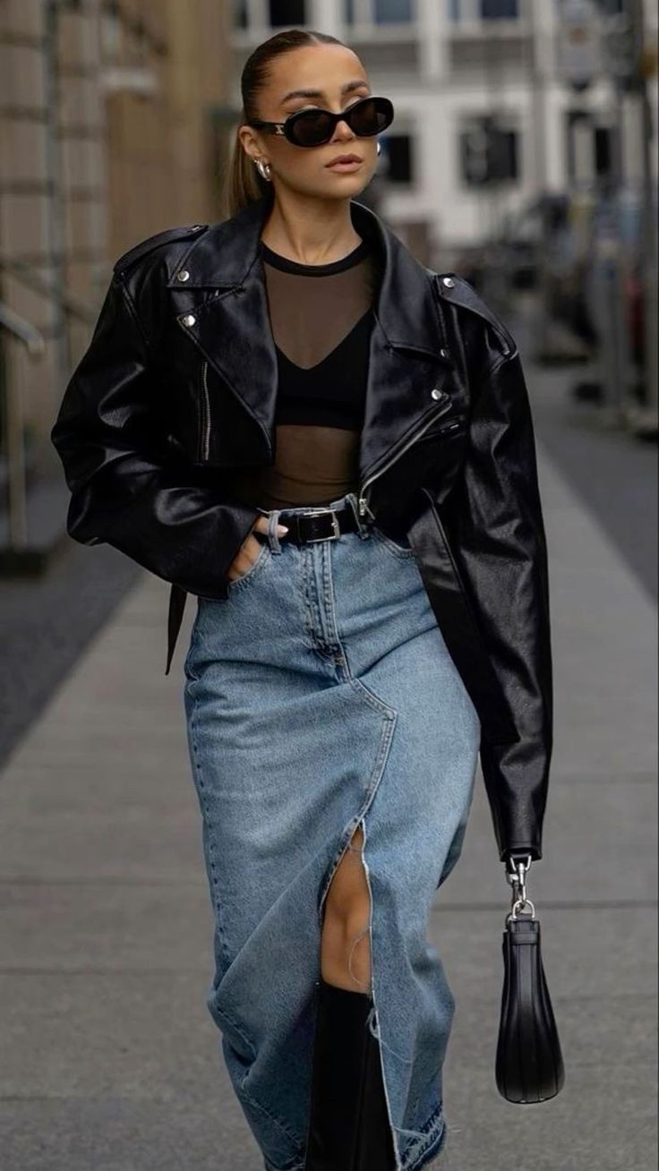 Chic in Leather and Denim