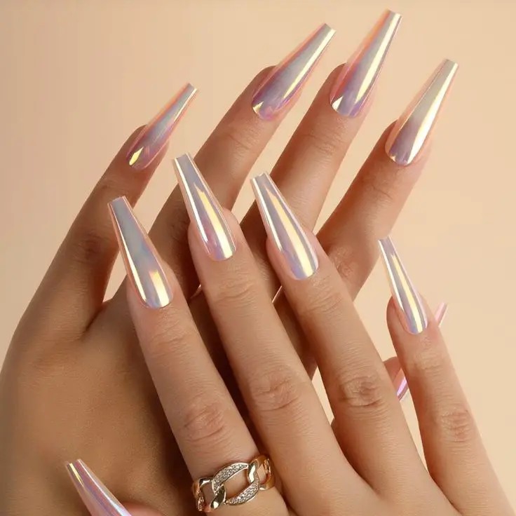 Pearlescent Chrome Nails