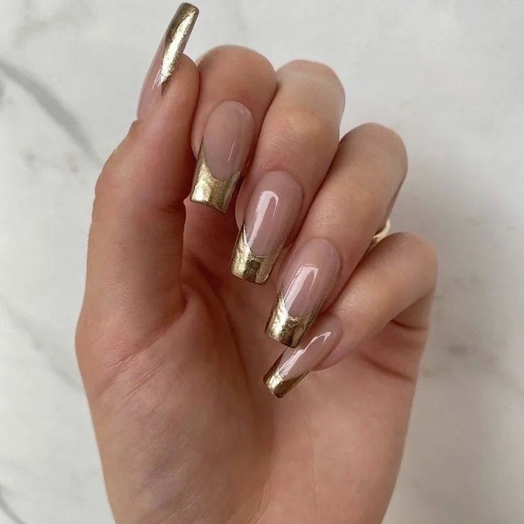 Gold Chrome French Tips