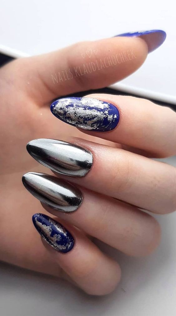 Silver Chrome and Blue Accents: