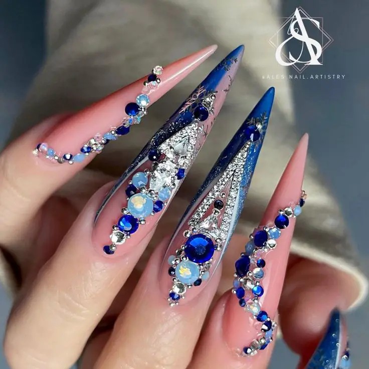 Rhinestone Encrusted Nails: