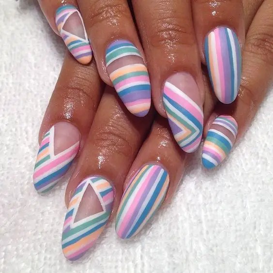 Pastel Geometric Nail Art: