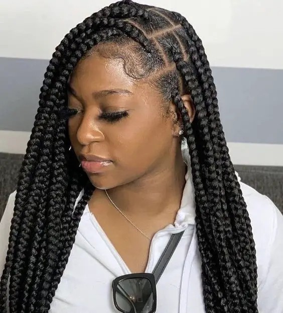 Knotless Braids with Triangle Parting: