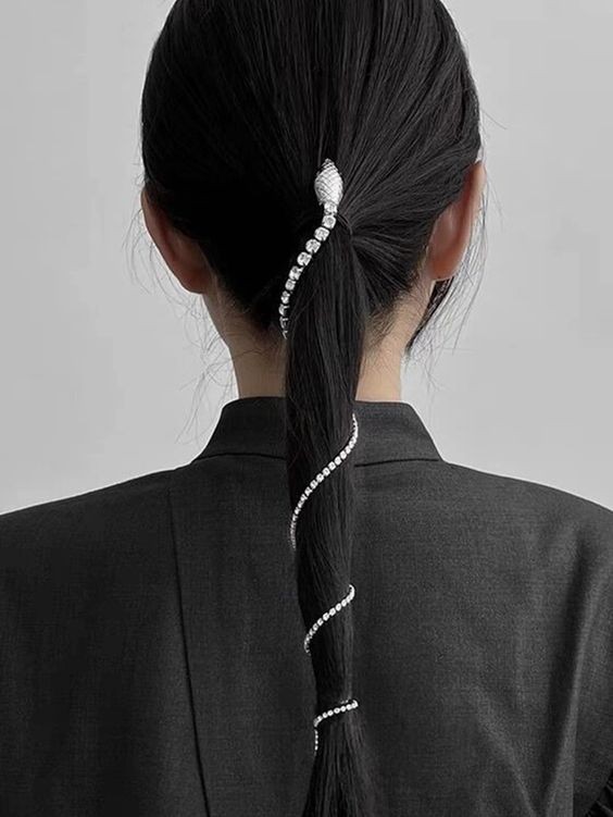 Slick Back Ponytail with Hair Wrap