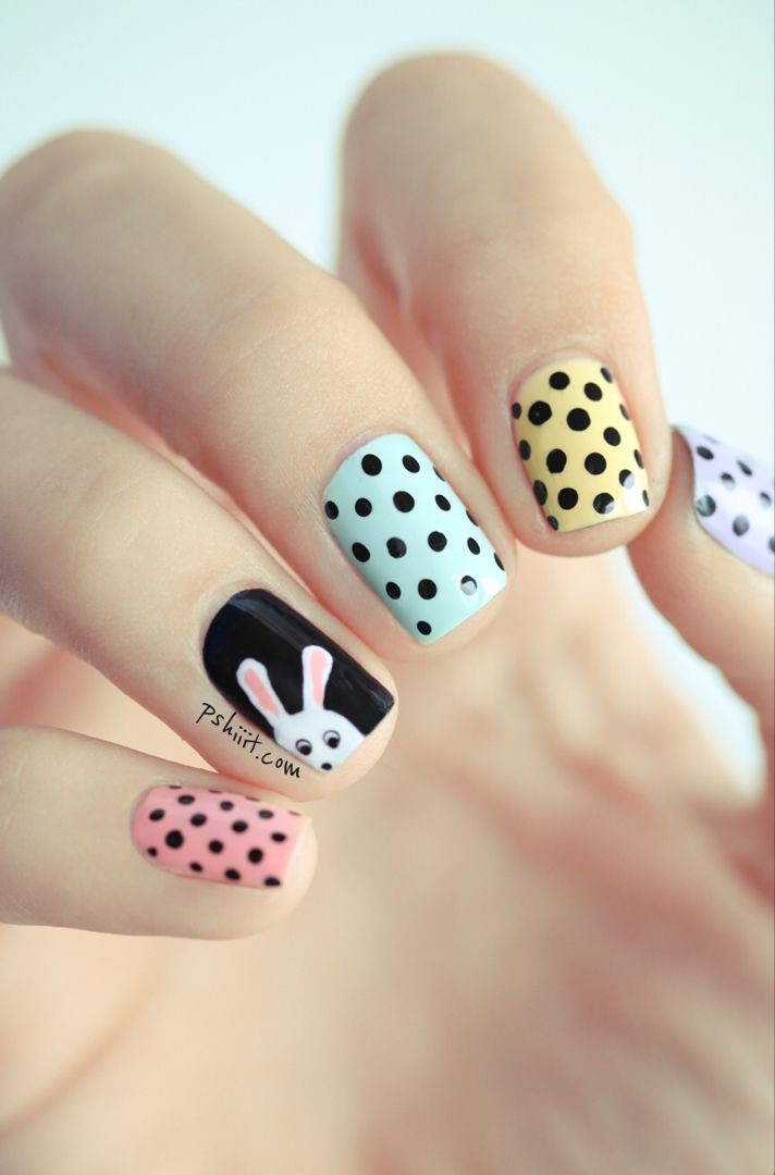 Polka Dot Easter Nails: