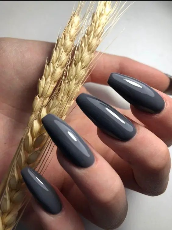 Charcoal Gray Nails: