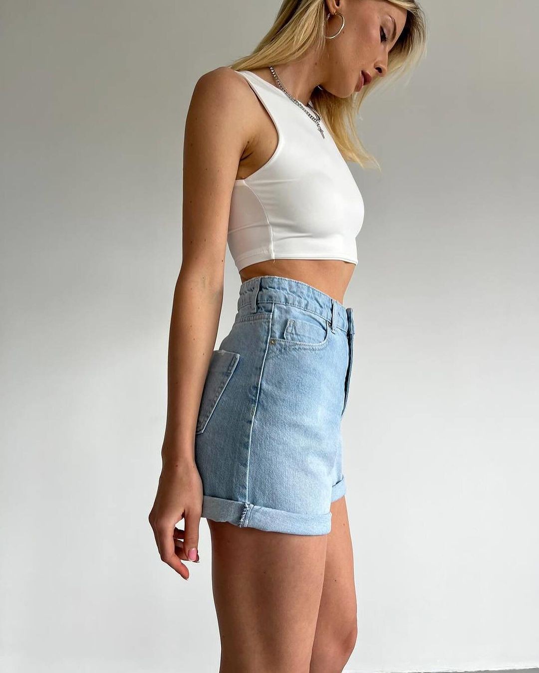 Urban Chic: Denim Grey Shorts for a Sleek Look