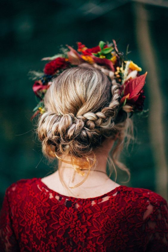 Braided Crown with Floral Accessories