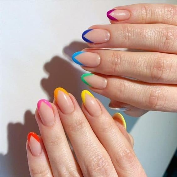 Rainbow French Tips: