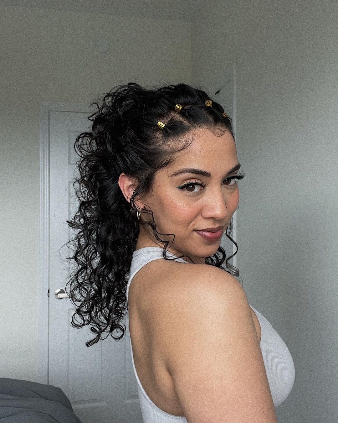 Curly Confidence with Golden Clips