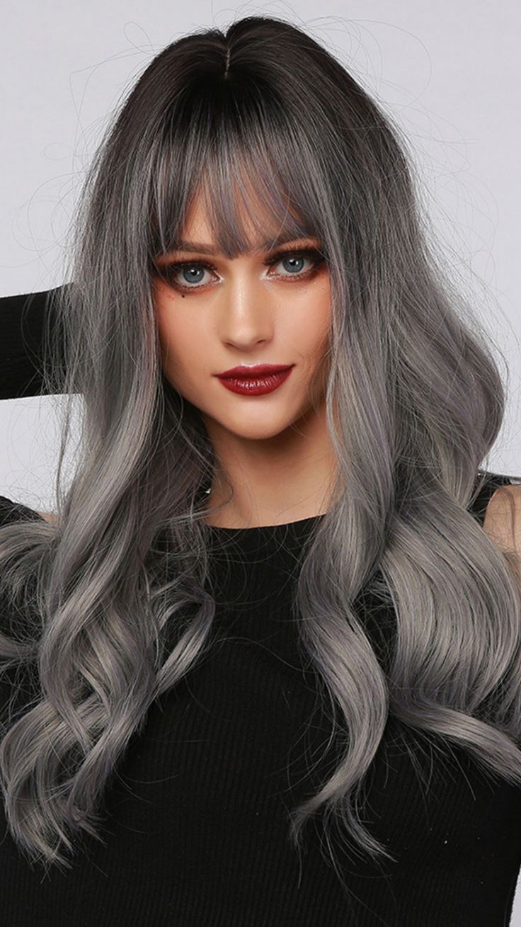 Charcoal Chic with Bangs