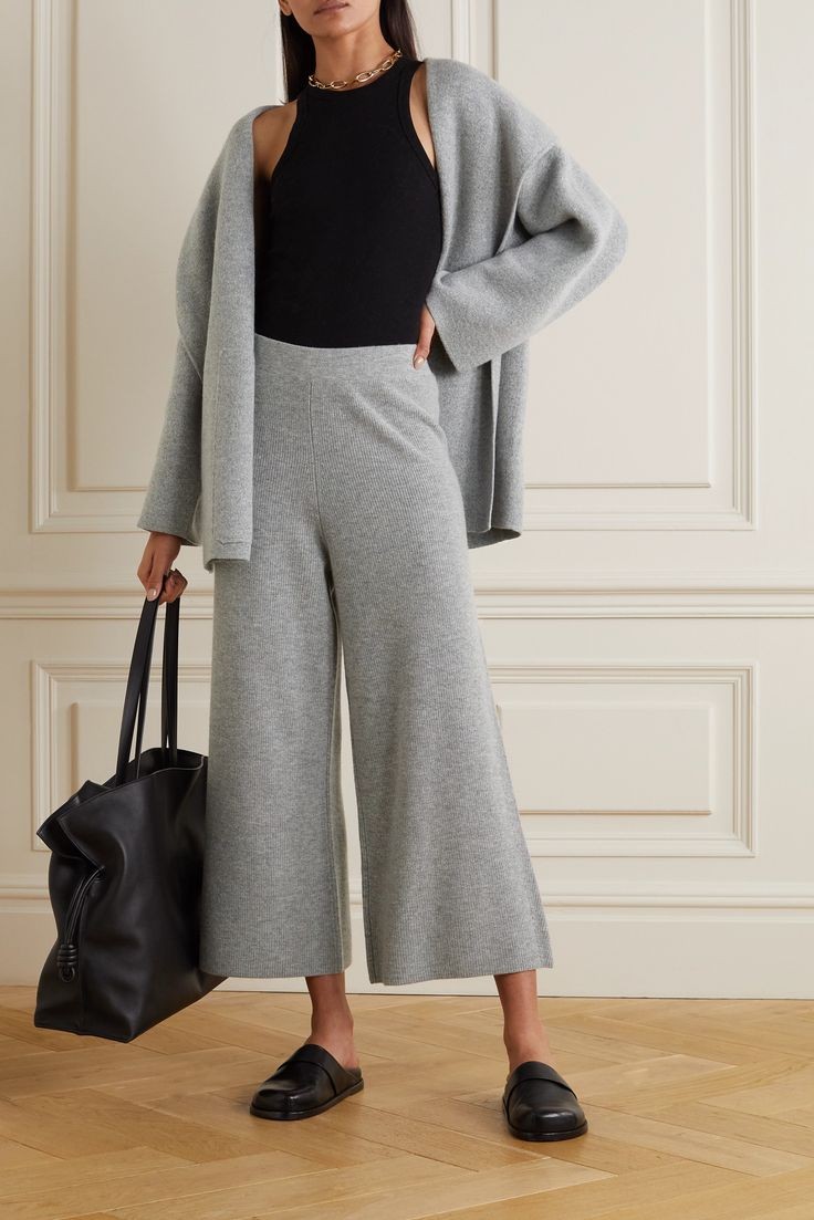 Cashmere Sweater and Wide-Leg Pants