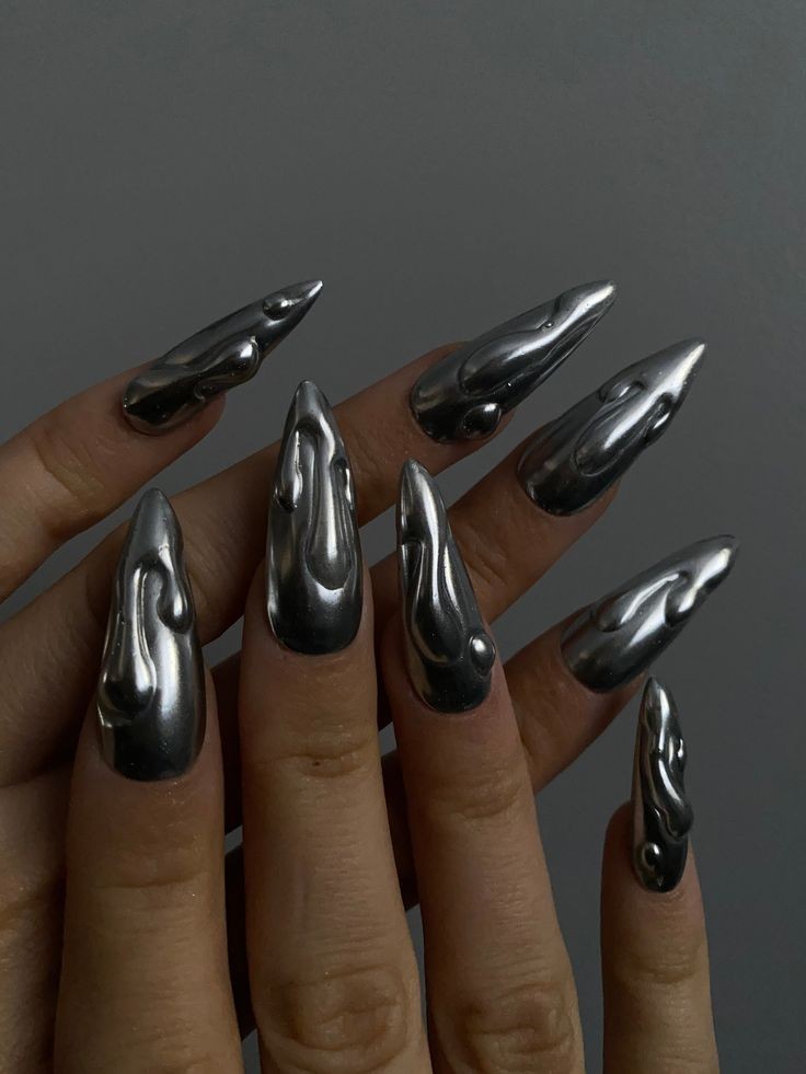 Raindrop Chrome Nails