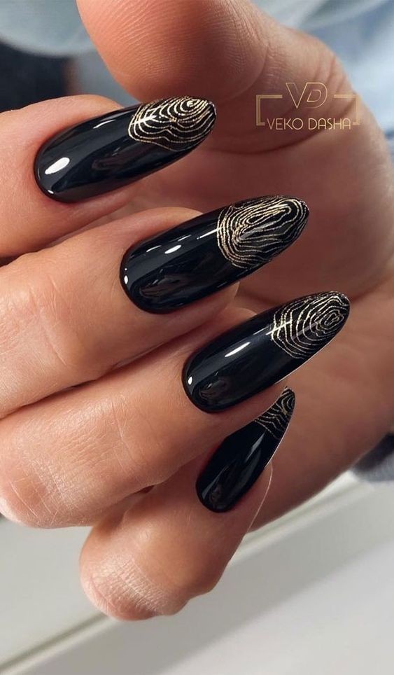 Tribal Print Black Nails: