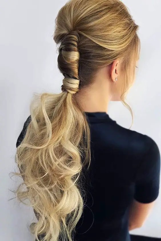 Twist Ponytail with Hair Wrap