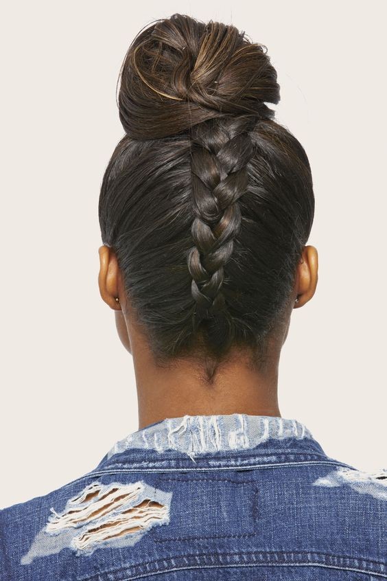 Braided Ponytail with Wrapped Bun