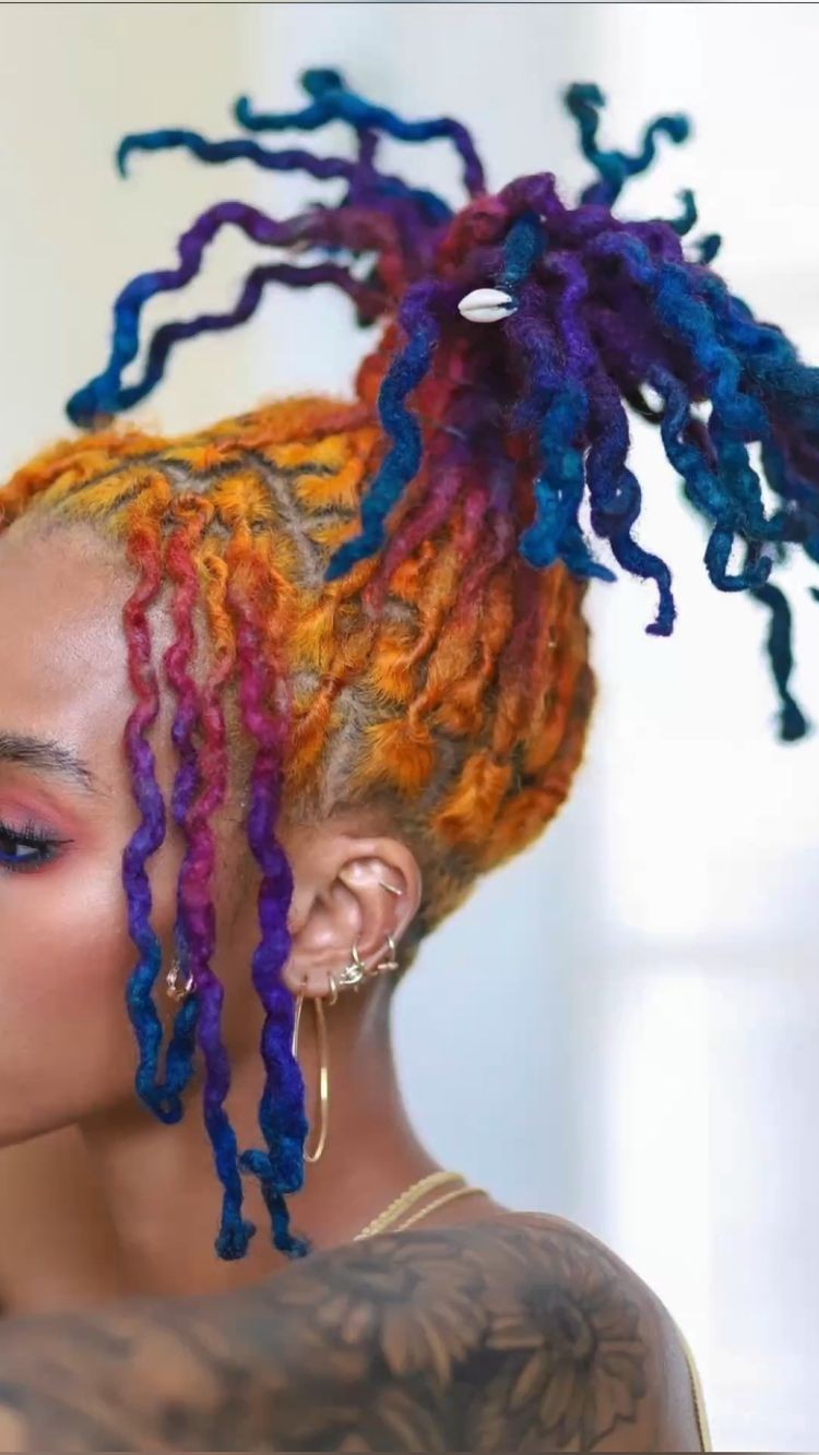 Rainbow Dreads with Metallic Accents