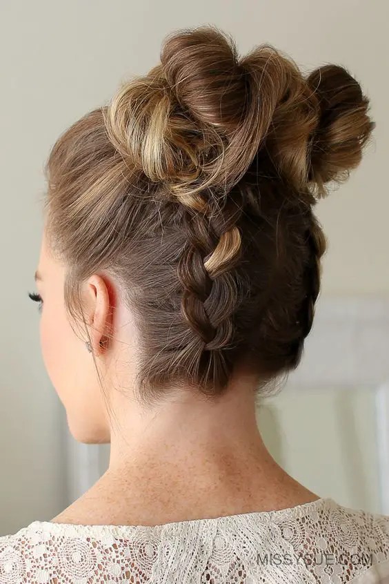 Double Dutch Braids with Messy Bun