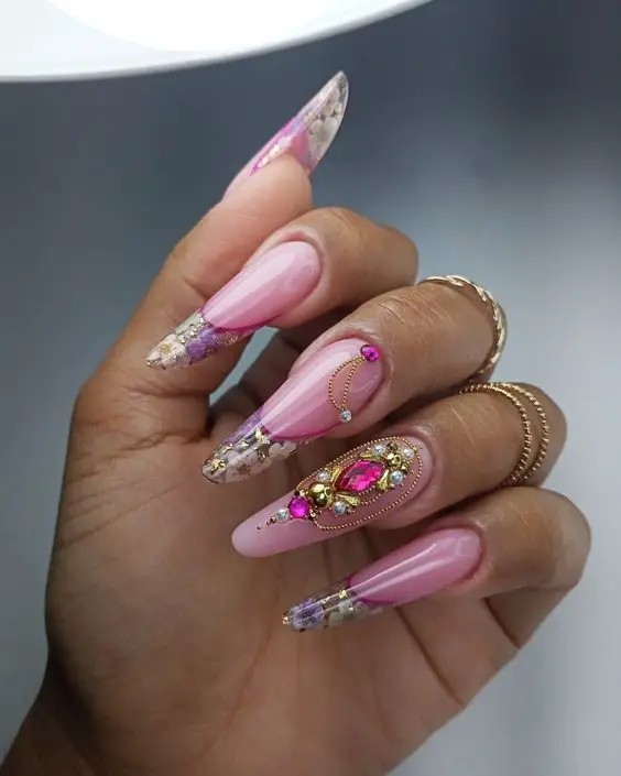 Pink Allure with Golden Embellishments