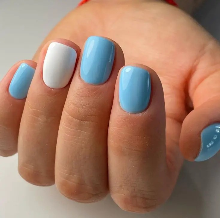 Sky Blue Gel Nails: