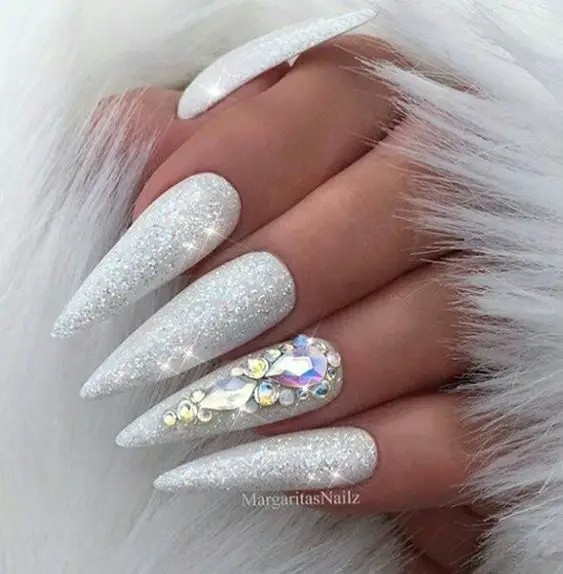 Silver Stiletto Nails