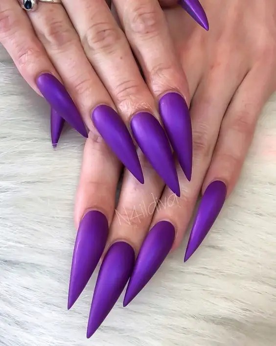 Matte Purple Chrome Nails: