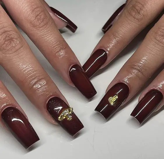 Burgundy and Gold Details