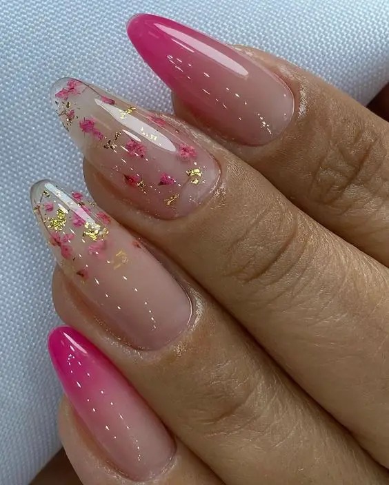 Pink with Floral Nail Art