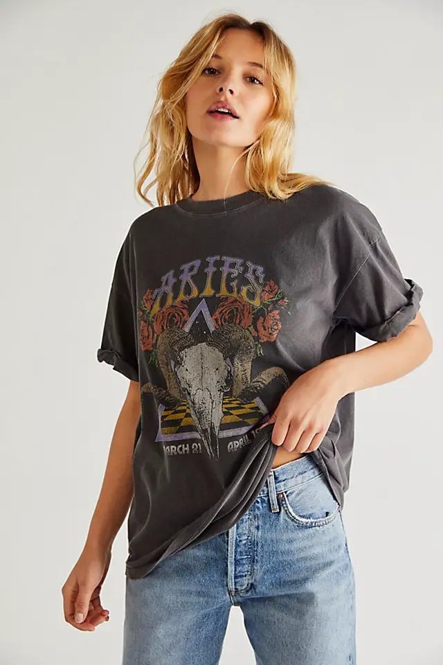 Retro-Inspired with High-Waisted Jeans and Band Tee