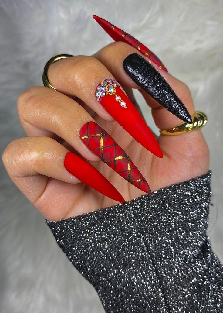 Classic Red and Black with Gold Sparkle