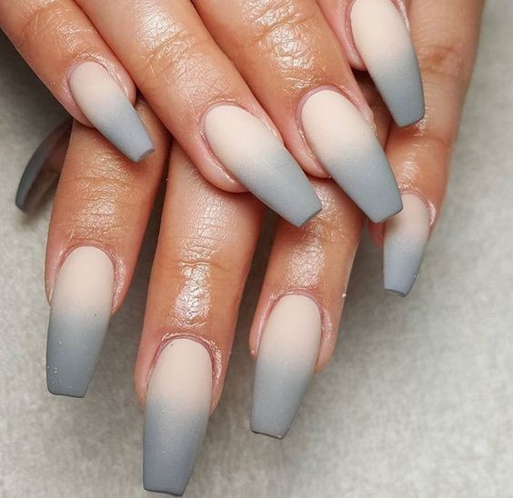 Soft Gray Coffin Nails