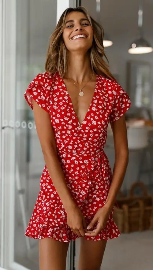 Radiant in Red: A Whirl of Floral Fun