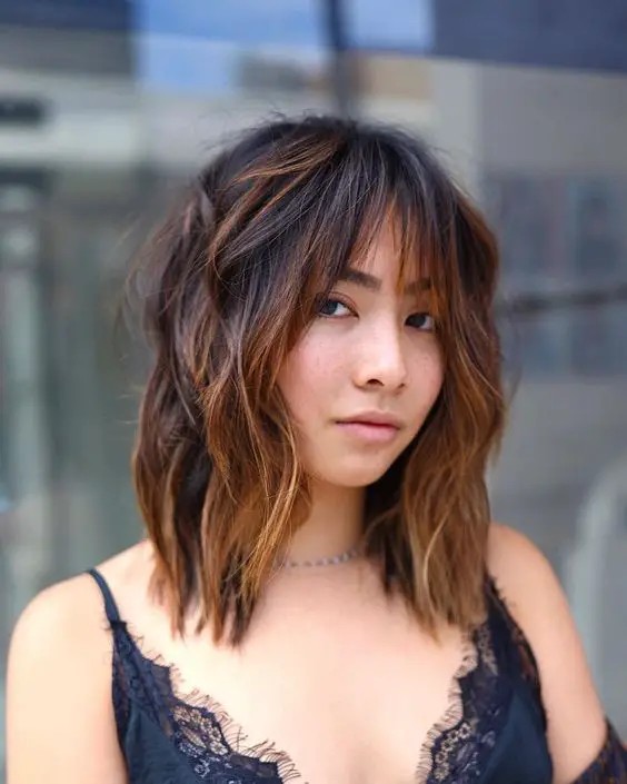 Wispy Bangs with Textured Lob