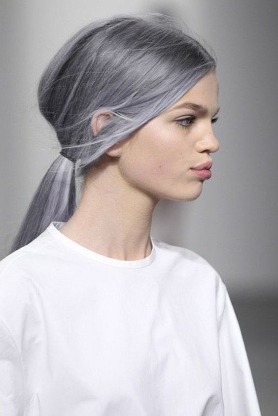 Low Ponytail with Gray Hair: