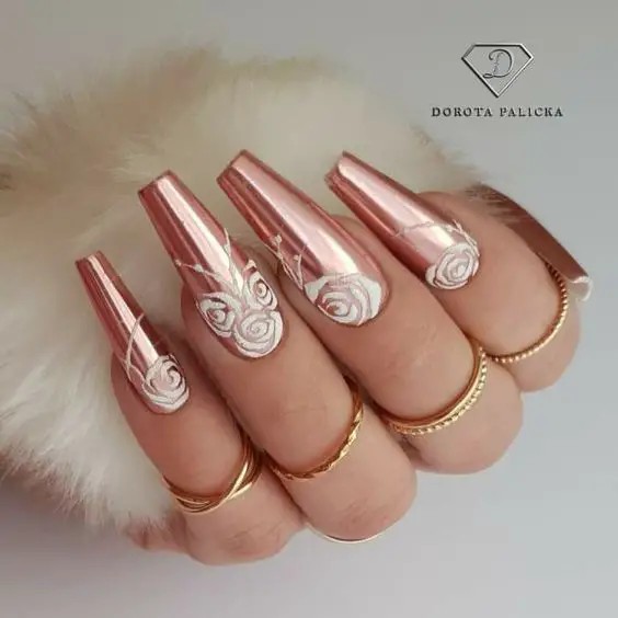 Rose Gold Chrome Nails