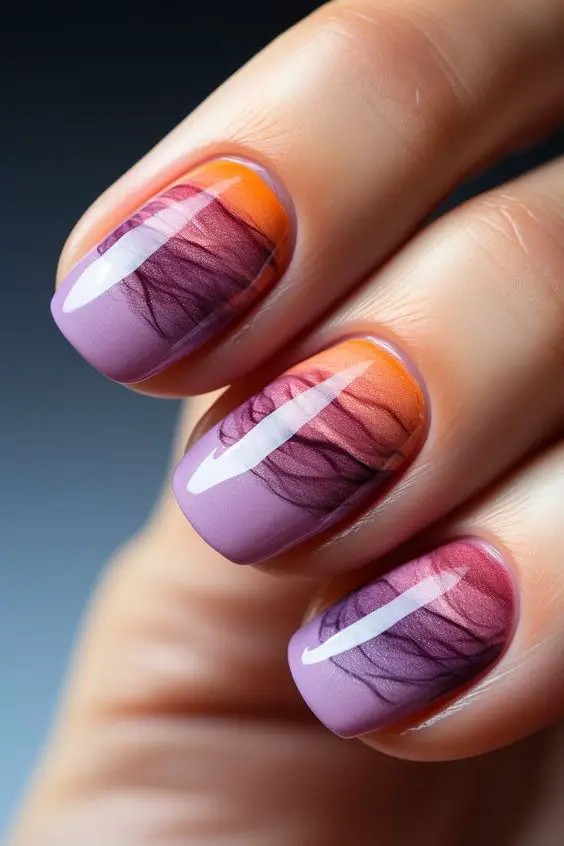 Sunset Ombre Nails: