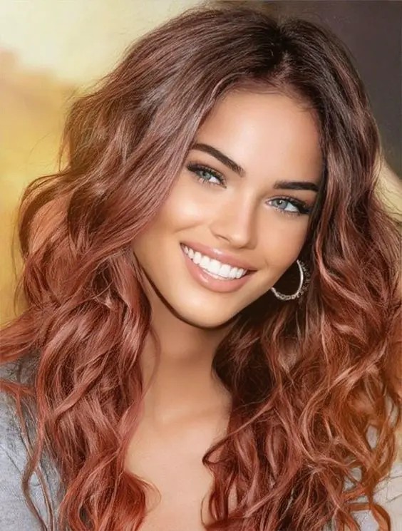 Luscious Brunette Waves with Auburn Hues